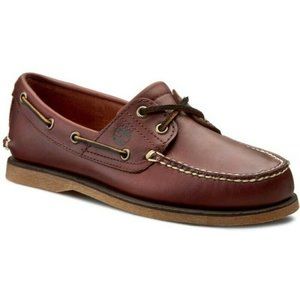 TIMBERLAND MEN'S CLASSIC 2-EYE ROOT BEER SHOE BROWN GRAIN BOAT SHOES 25077